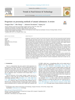 Progresses on Processing Methods of Umami Substances a Review