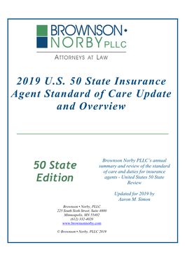 2019 U.S. 50 State Insurance Agent Standard of Care Update and Overview