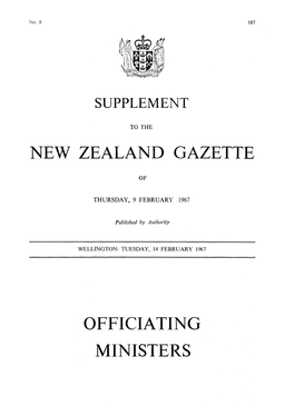 OFFICIATING MINISTERS 188 the NEW ZEALAND GAZETTE No.8