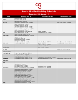 2019 Holidays / Extended BOLD Week Schedule