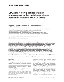 Cpdadh: a New Peptidase Family Homologous to the Cysteine Protease Domain in Bacterial MARTX Toxins