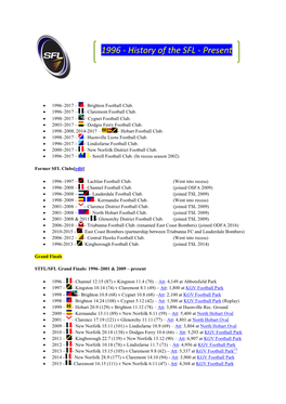 1996 - History of the SFL - Present