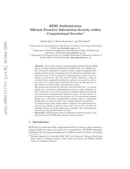 RFID Authentication, Efficient Proactive Information Security