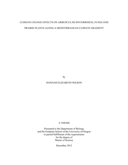 Climate Change Effects on Arbuscular Mycorrhizal Fungi And