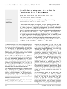 Knoellia Locipacati Sp. Nov., from Soil of the Demilitarized Zone in South Korea