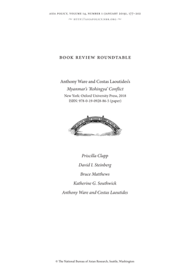 Book Review Roundtable “Myanmar's 'Rohingya' Conflict”