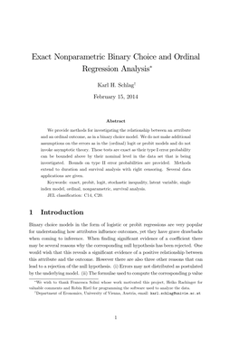 Exact Nonparametric Binary Choice and Ordinal Regression Analysis"