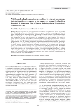 NGS-Barcodes, Haplotype Networks Combined to External Morphology