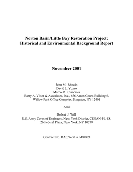 Norton Basin/Little Bay Restoration Project: Historical and Environmental Background Report
