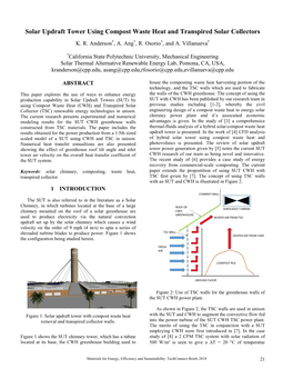 Solar Updraft Tower Using Compost Waste Heat and Transpired Solar Collectors K