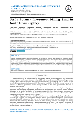 Study Potency Investment Mining Sand in North Luwu Regency