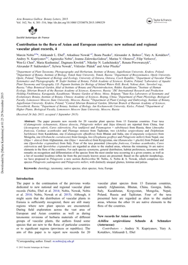 New National and Regional Vascular Plant Records, 4 Marcin Nobisa,B*, Aleksandr L