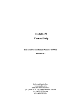 Universal Audio 6176 Manual