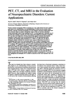 PET, CT, and MRJ in the Evaluation Applications