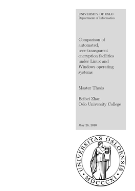 Comparison of Automated, User-Transparent Encryption Facilities Under Linux and Windows Operating Systems