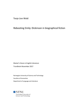 Rebooting Emily: Dickinson in Biographical Fiction