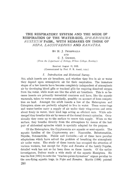 The Respiratory System and the Mode of Respiration of the Water-Bug, <Emphasis Type=