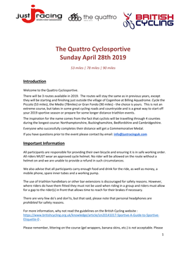 The Quattro Cyclosportive Sunday April 28Th 2019