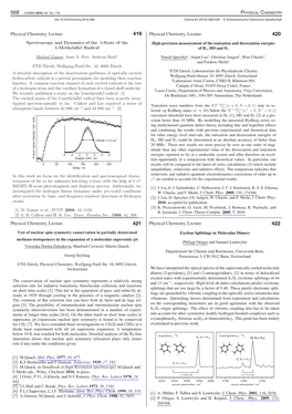 Physical Chemistry Doi:10.2533/Chimia.2010.568 Chimia 64 (2010) 568–593 © Schweizerische Chemische Gesellschaft