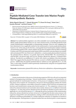 Peptide-Mediated Gene Transfer Into Marine Purple Photosynthetic Bacteria