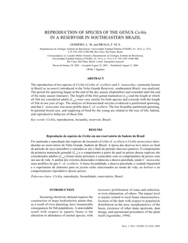 REPRODUCTION of SPECIES of the GENUS Cichla in a RESERVOIR in SOUTHEASTERN BRAZIL