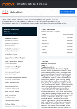 21 Bus Time Schedule & Line Route