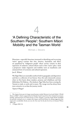 Southern Māori Mobility and the Tasman World Michael J