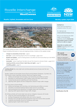 1 Rozelle, Lilyfield, Annandale and Iron Cove Monthly Update