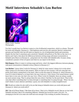 Motif Interviews Sebadoh's Lou Barlow