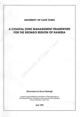 A Coast Zone Management Framework for the Erongo Region