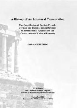 Hystory of Architectural Conservation