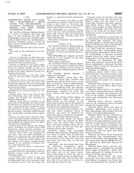 CONGRESSIONAL RECORD—HOUSE, Vol. 153, Pt. 19 26867 B 1515 Packers, a Community-Owned Organization; Compete with One Another
