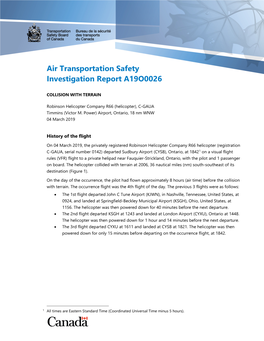 Air Transportation Safety Investigation Report A19O0026
