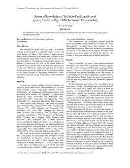 Status of Knowledge of the Indo-Pacific Soft Coral Genus Sinularia May, 1898 (Anthozoa: Octocorallia)