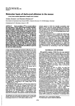 Molecular Basis of Dark-Eyed Albinism in the Mouse