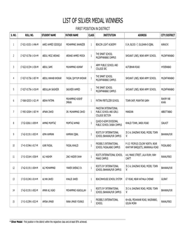 List of Silver Medal Winners