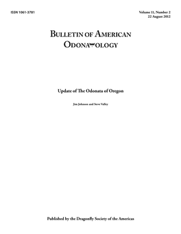 Update of the Odonata of Oregon