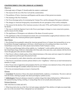 CHAPTER THIRTY-TWO the CRISIS of AUTHORITY Objectives a Thorough Study of Chapter 32 Should Enable the Student to Understand 1