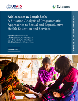 Adolescents in Bangladesh: a Situation Analysis of Programmatic Approaches to Sexual and Reproductive Health Education and Services