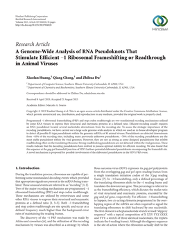 A Genome-Wide Analysis of RNA Pseudoknots That Stimulate Efficient −1 Ribosomal Frameshifting Or Readthrough in Animal Viruses