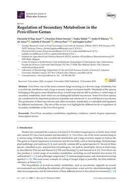 Regulation of Secondary Metabolism in the Penicillium Genus