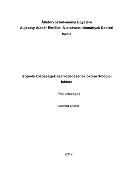 Állatorvostudományi Egyetem Aujeszky Aladár Elméleti Állatorvostudományok Doktori Iskola