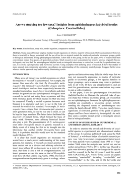 Are We Studying Too Few Taxa? Insights from Aphidophagous Ladybird Beetles (Coleoptera: Coccinellidae)