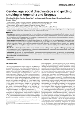 Gender, Age, Social Disadvantage and Quitting Smoking in Argentina and Uruguay