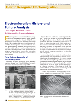 Electromigration History and Failure Analysis David Burgess, Accelerated Analysis Davidburgess@Acceleratedanalysis.Com