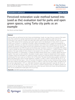 Perceived Restoration Scale Method Turned Into