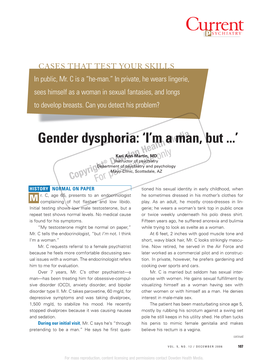 Gender Dysphoria: ‘I’M a Man, but ...’