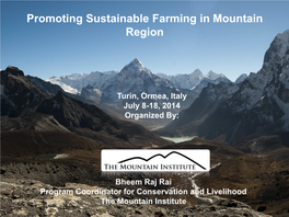 Promoting Sustainable Farming in Mountain Region