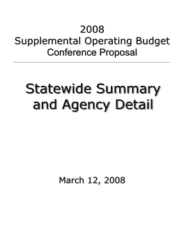 Statewide Summary and Agency Detail