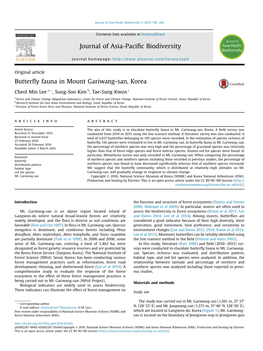 Butterfly Fauna in Mount Gariwang-San, Korea